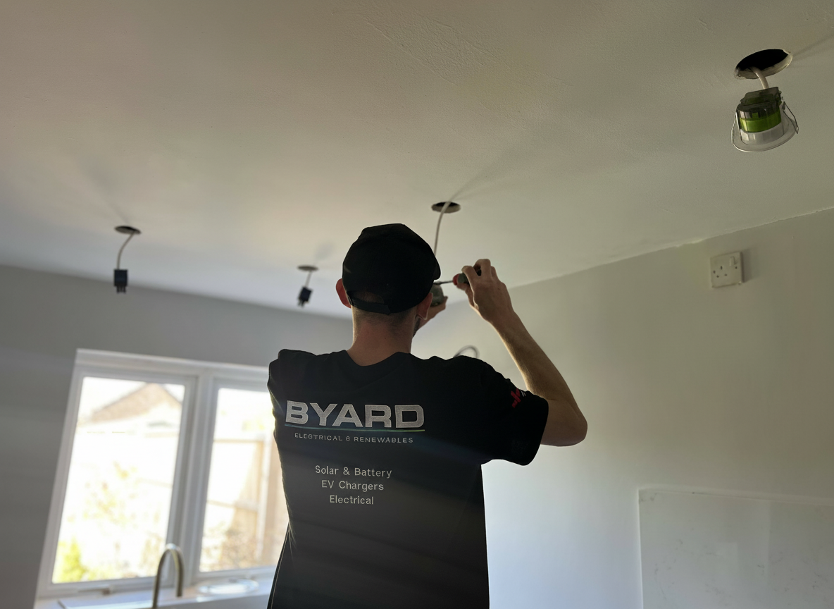 Local domestic electrician in Gloucester installing light